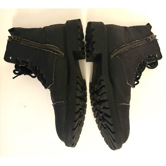 All Saints Bodega Vegan Leather Boots in Distressed Black Size 10 ~ Pristine main image 5